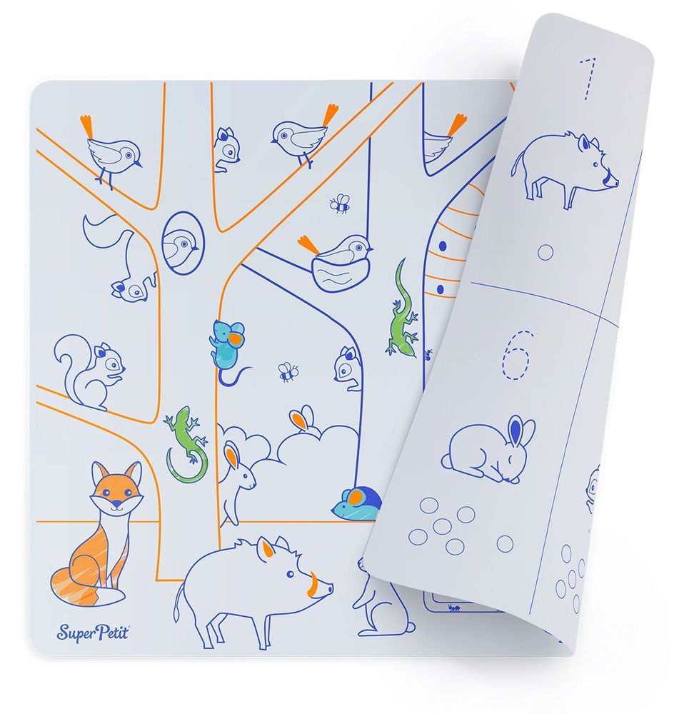 Children's arts and crafts - THE NUMBERS : 1 soft reversible silicone mat + 3 erasable markers - SUPERPETIT
