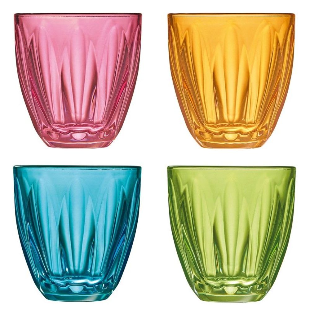 Verres - Set de 4 gobelets LILY Mandarine, Kiwi, Bleuet et Framboise - LA ROCHÈRE