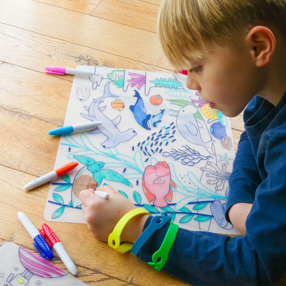 Children's arts and crafts - CORAL BARRIER: 1 silicone set + 5 markers + 1 bracelet. - SUPERPETIT