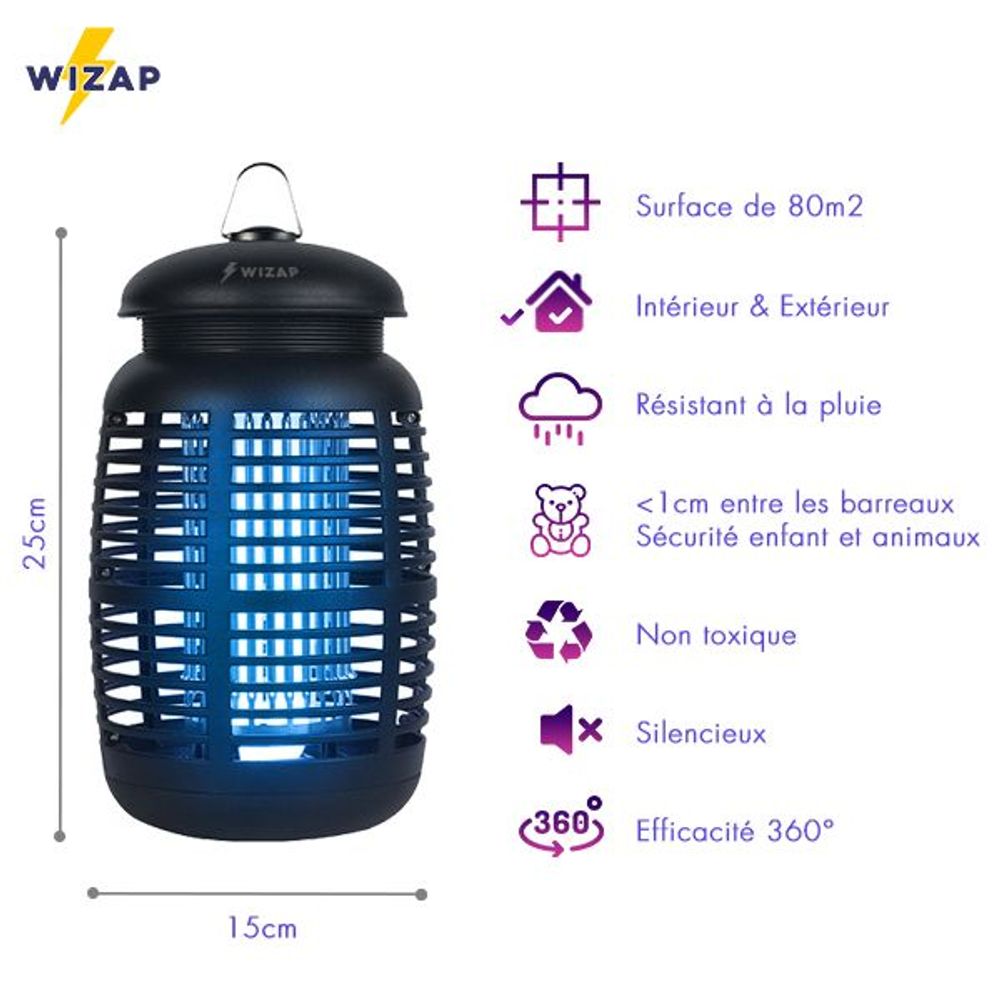 Equipements espace extérieur - Lampe UV anti-moustiques Wizap : Suspension intérieur sans insectes - OSNA
