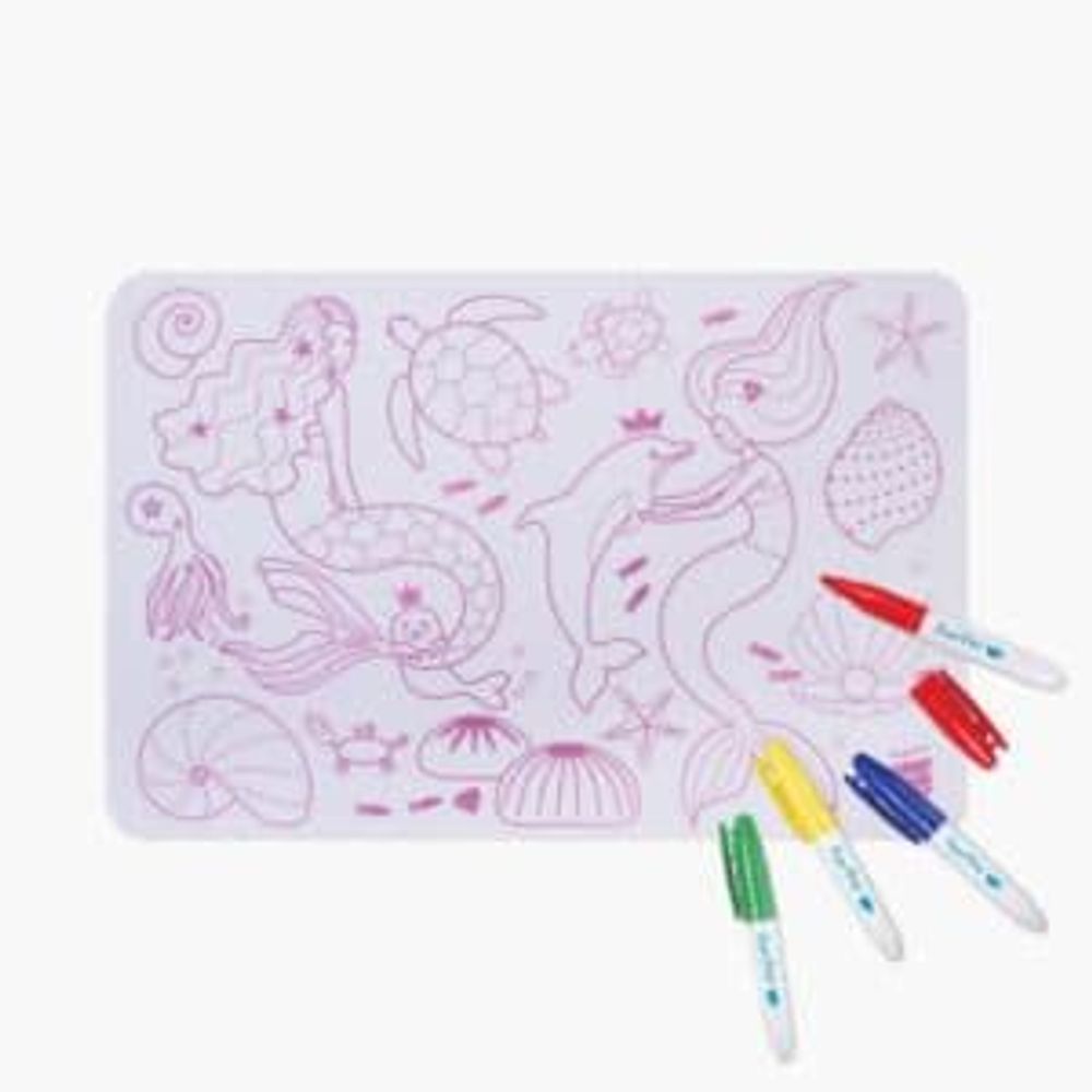 Jeux enfants - SIRENE : 1 côté coloriage + 1 côté dessin libre + 4 feutres inclus. - SUPERPETIT