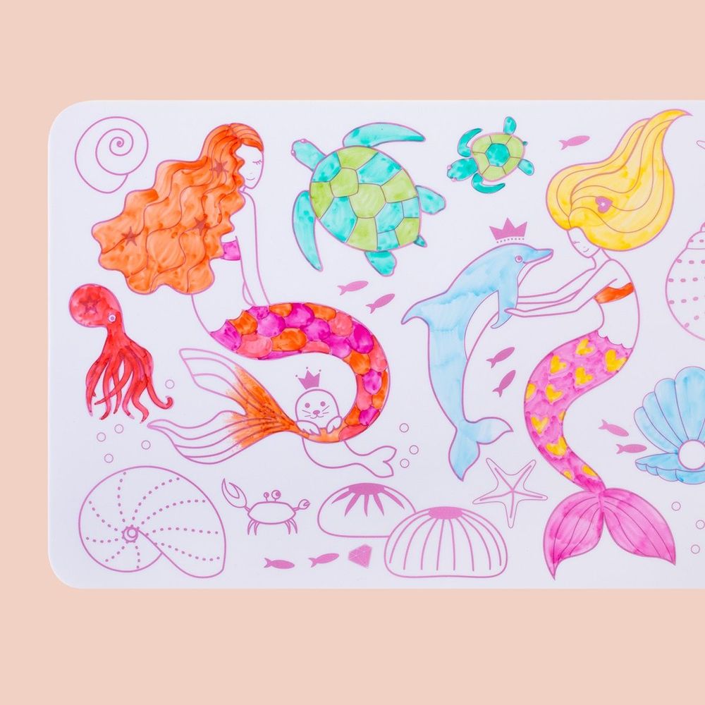 Jeux enfants - SIRENE : 1 côté coloriage + 1 côté dessin libre + 4 feutres inclus. - SUPERPETIT