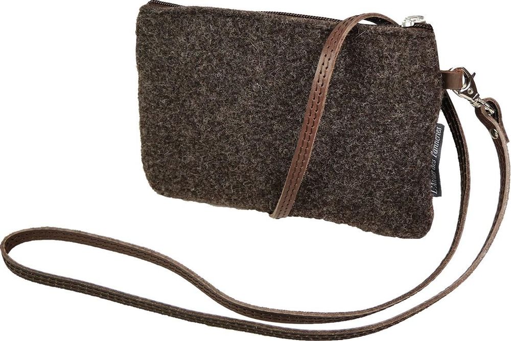 Petite maroquinerie - Pochette bandoulière ou avec anse en cuir ou feutre de laine - L'ATELIER DES TANNERIES