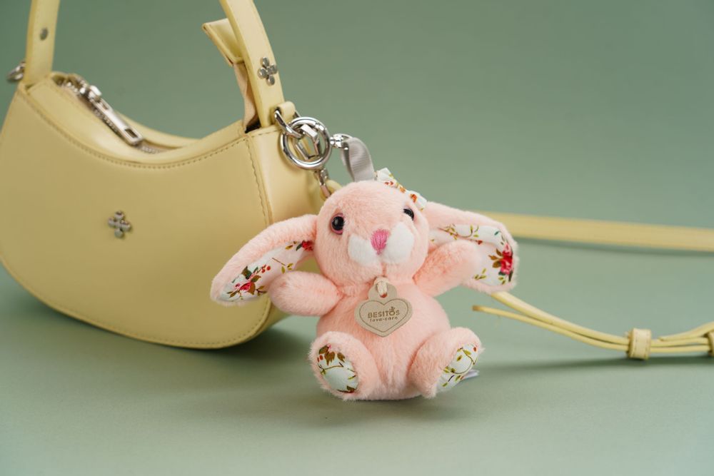 Peluches - PORTE-CLÉS LAPINS (BEBE), ROSE TENDRE - YOOBIE LTD(BESITOS)