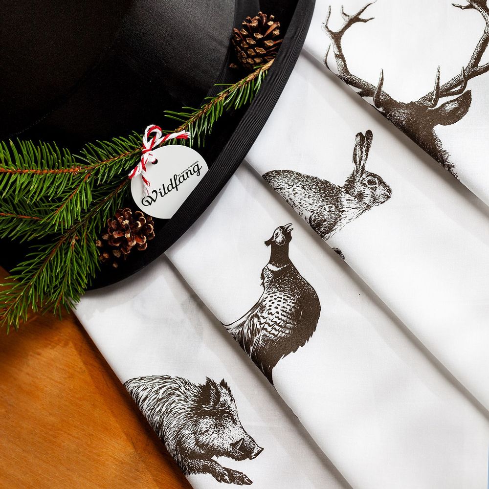 Linge de table textile - Set de 4 mouchoirs ANIMAUX DE LA FORÊT - pour femmes - WILDFANG BY KARINA KRUMBACH ®