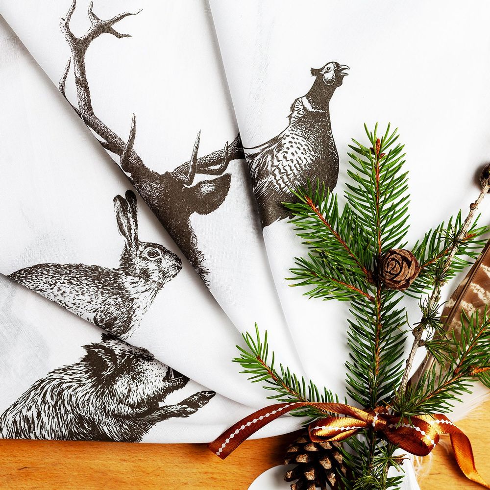 Linge de table textile - Set de 4 mouchoirs ANIMAUX DE LA FORÊT - pour femmes - WILDFANG BY KARINA KRUMBACH ®