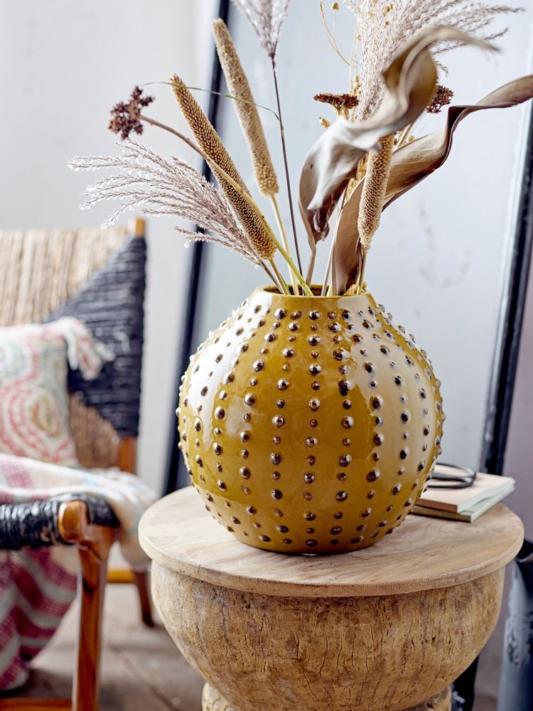 Vases - Toofan Vase, Yellow, Stoneware - CREATIVE COLLECTION