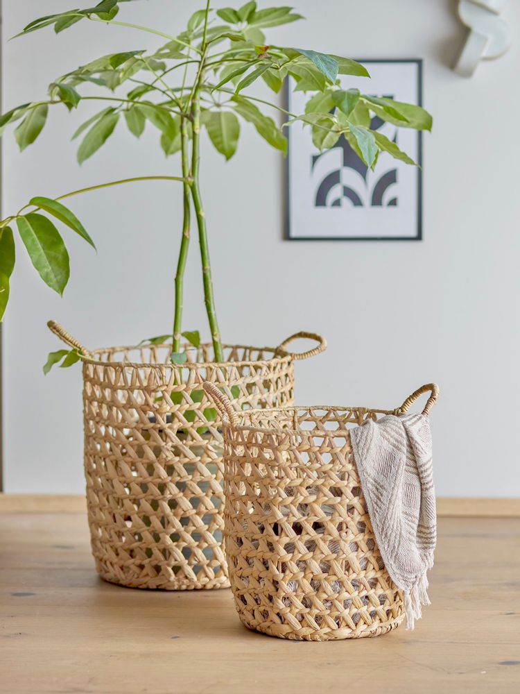 Shopping baskets - Rachel Basket, Nature, Water Hyacinth Set of 2 - BLOOMINGVILLE MULTIBRAND HOUSE