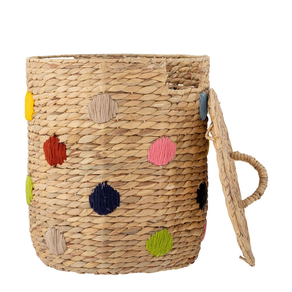 Shopping baskets - Jooha Basket w/Lid, Nature, Water Hyacinth - BLOOMINGVILLE MINI