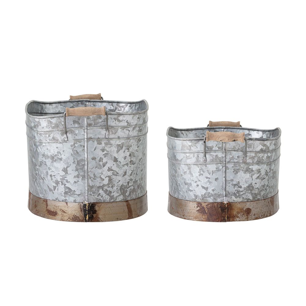 Pots de fleurs - Cimon Seau, Gris, Fer galvanisé Set of 2 - BLOOMINGVILLE MULTIBRAND HOUSE