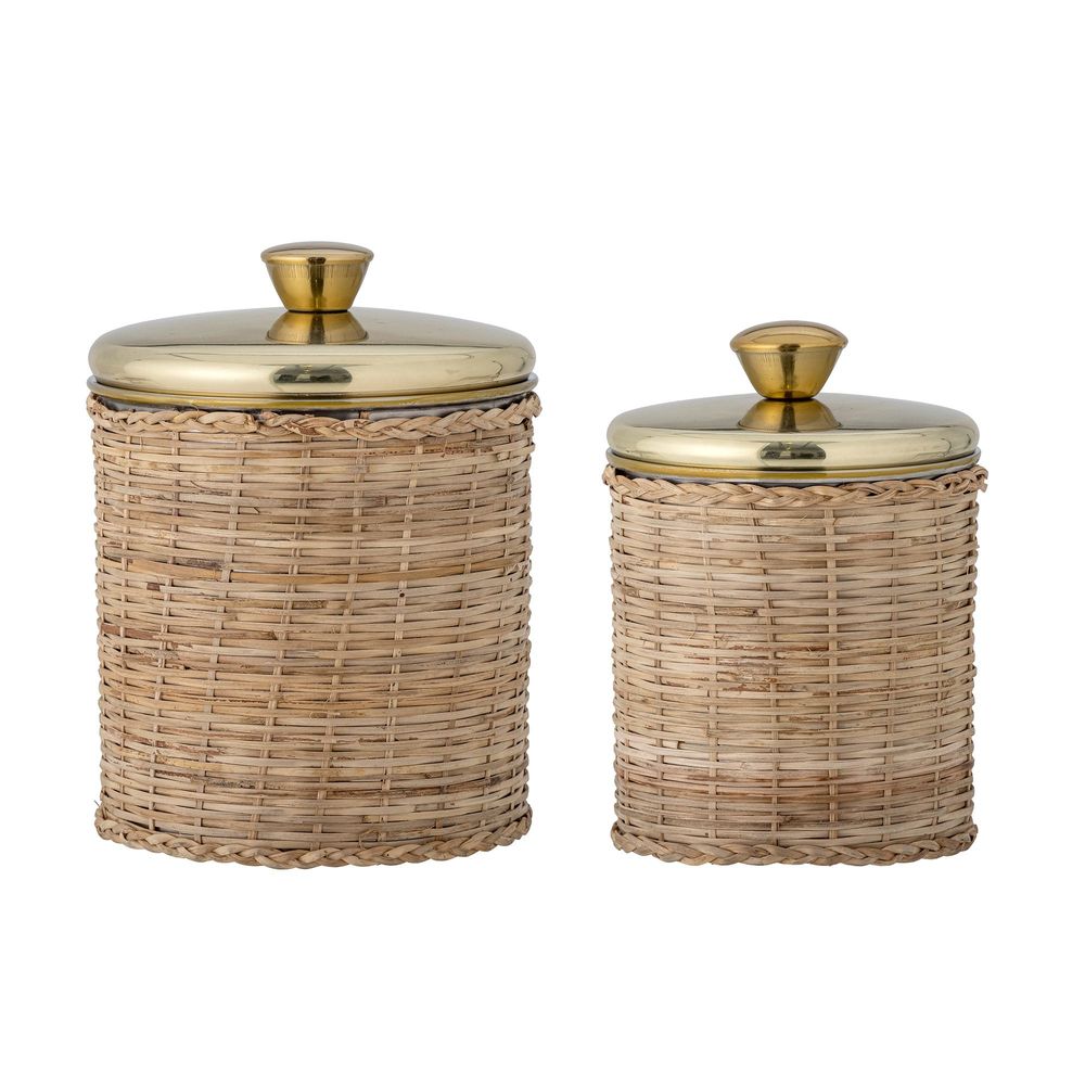 Boîtes de conservation - Abas Cruche avec couvercle , Brass, Acier inoxydable Set of 2 - BLOOMINGVILLE MULTIBRAND HOUSE
