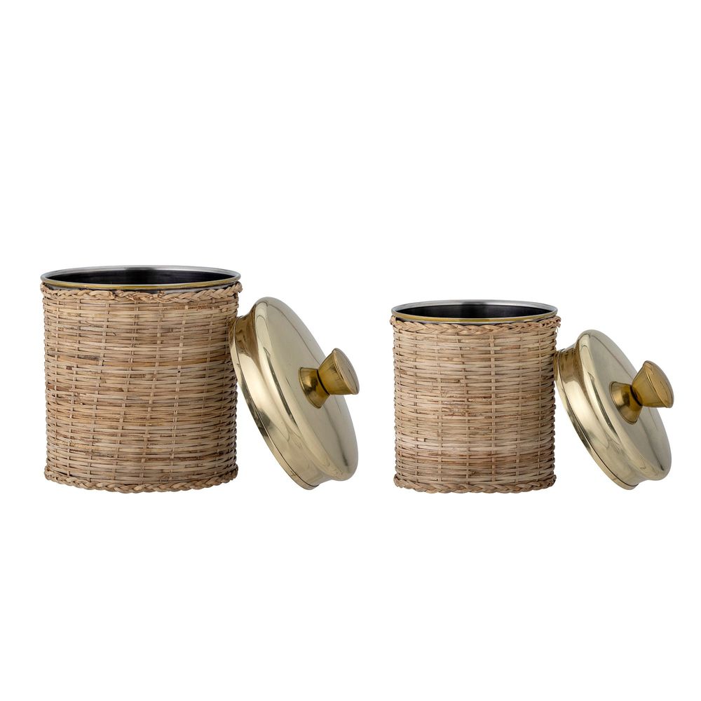 Boîtes de conservation - Abas Cruche avec couvercle , Brass, Acier inoxydable Set of 2 - BLOOMINGVILLE MULTIBRAND HOUSE