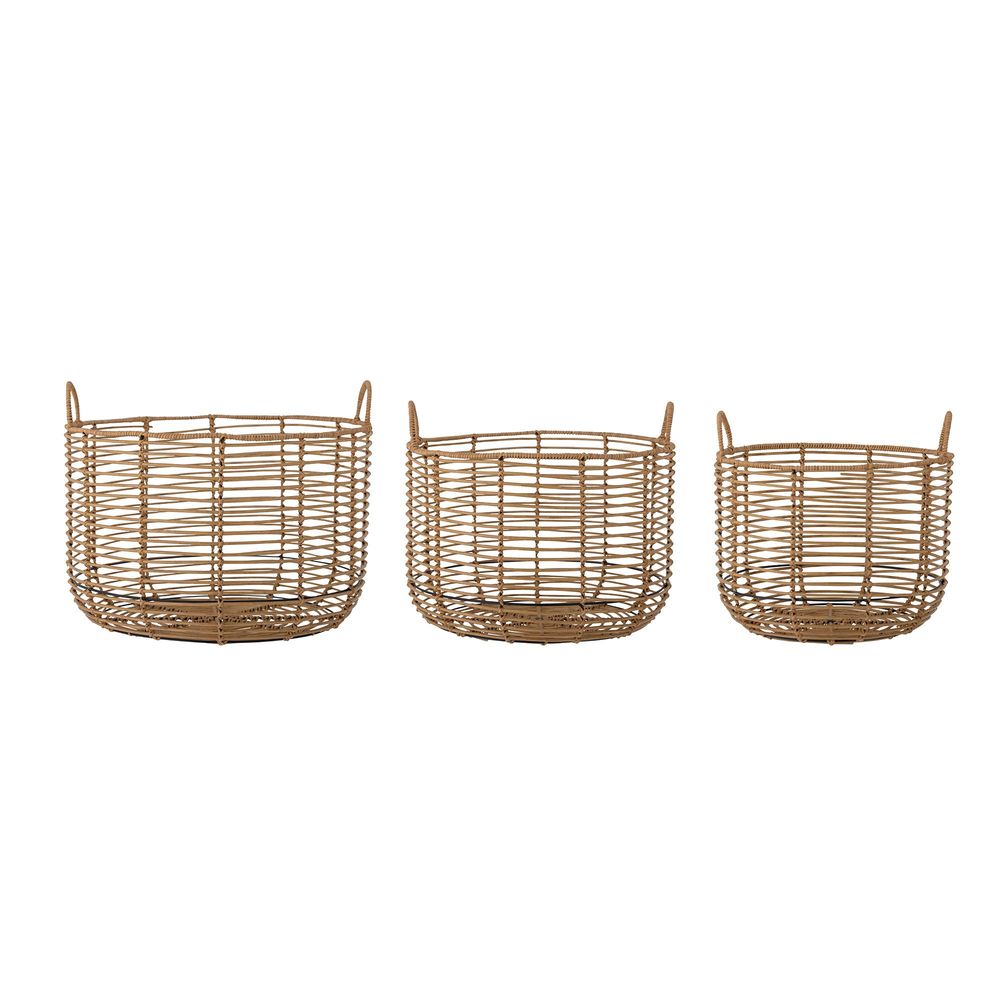 Paniers - Mekkel Panier, Nature, Polyrattan Set of 3 - BLOOMINGVILLE MULTIBRAND HOUSE