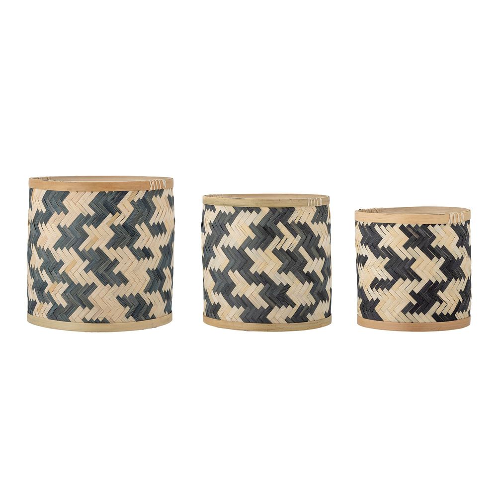 Paniers - Estell Panier, Noir, Bambou Set of 3 - BLOOMINGVILLE MULTIBRAND HOUSE