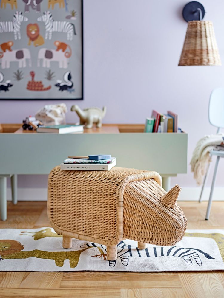Tabourets - Soffe Tabouret avec rangement, Nature, Rotin - BLOOMINGVILLE MINI