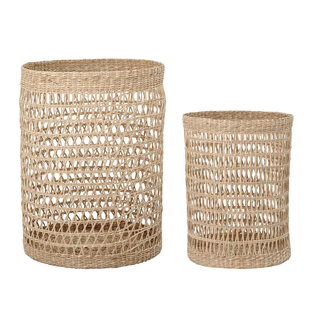 Shopping baskets - Connie Basket w/Lid, Nature, Seagrass Set of 2 - BLOOMINGVILLE MULTIBRAND HOUSE