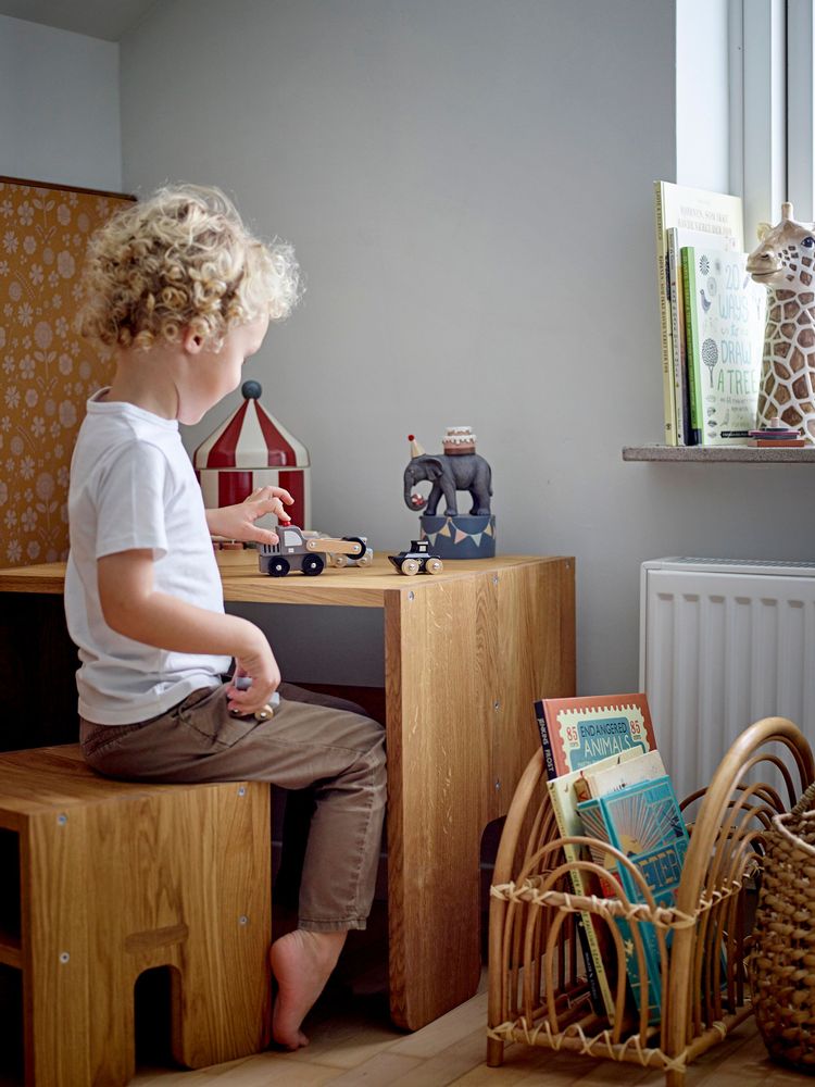 Stools - Bas Stool, Brown, Oak - BLOOMINGVILLE MINI