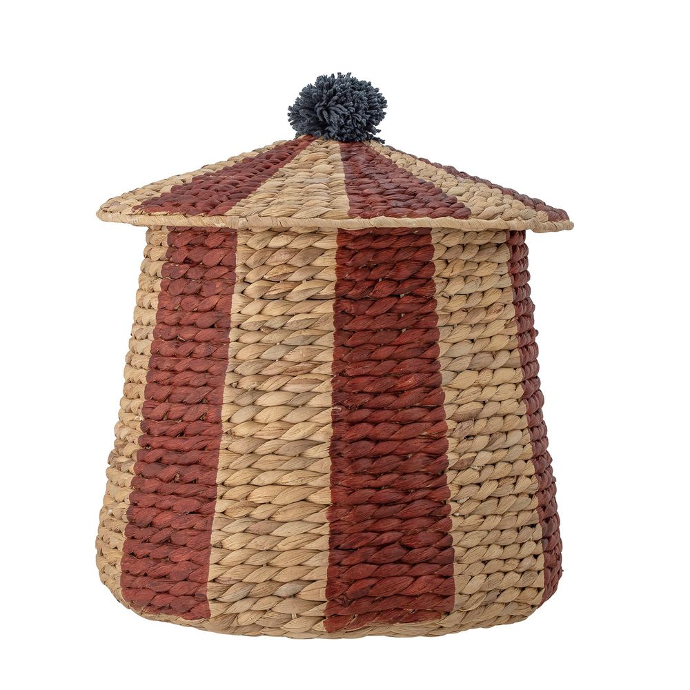 Shopping baskets - Birsen Basket w/Lid, Red, Water Hyacinth - BLOOMINGVILLE MINI