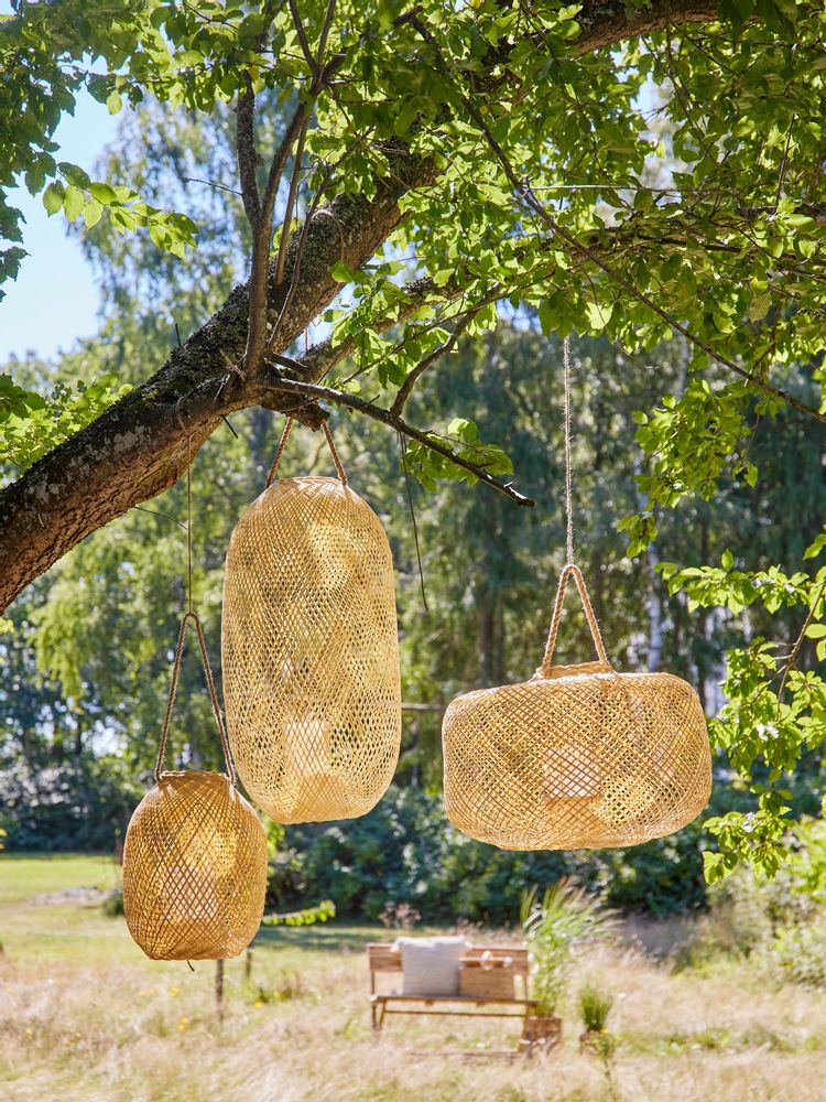 Outdoor table lamps - Musu Lantern w/Glass, Nature, Bamboo - BLOOMINGVILLE MULTIBRAND HOUSE