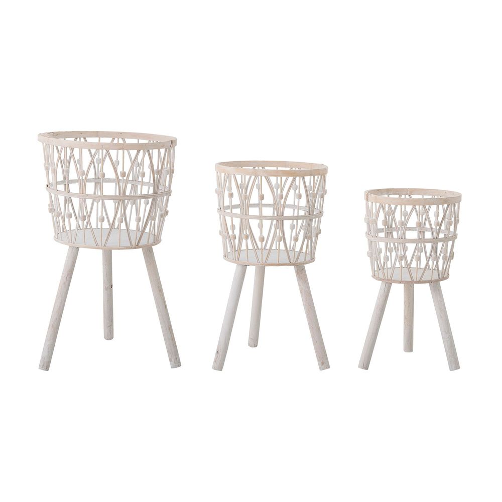 Pots de fleurs - Banni Pot de fleurs déco, Blanc, Bambou Set of 3 - CREATIVE COLLECTION