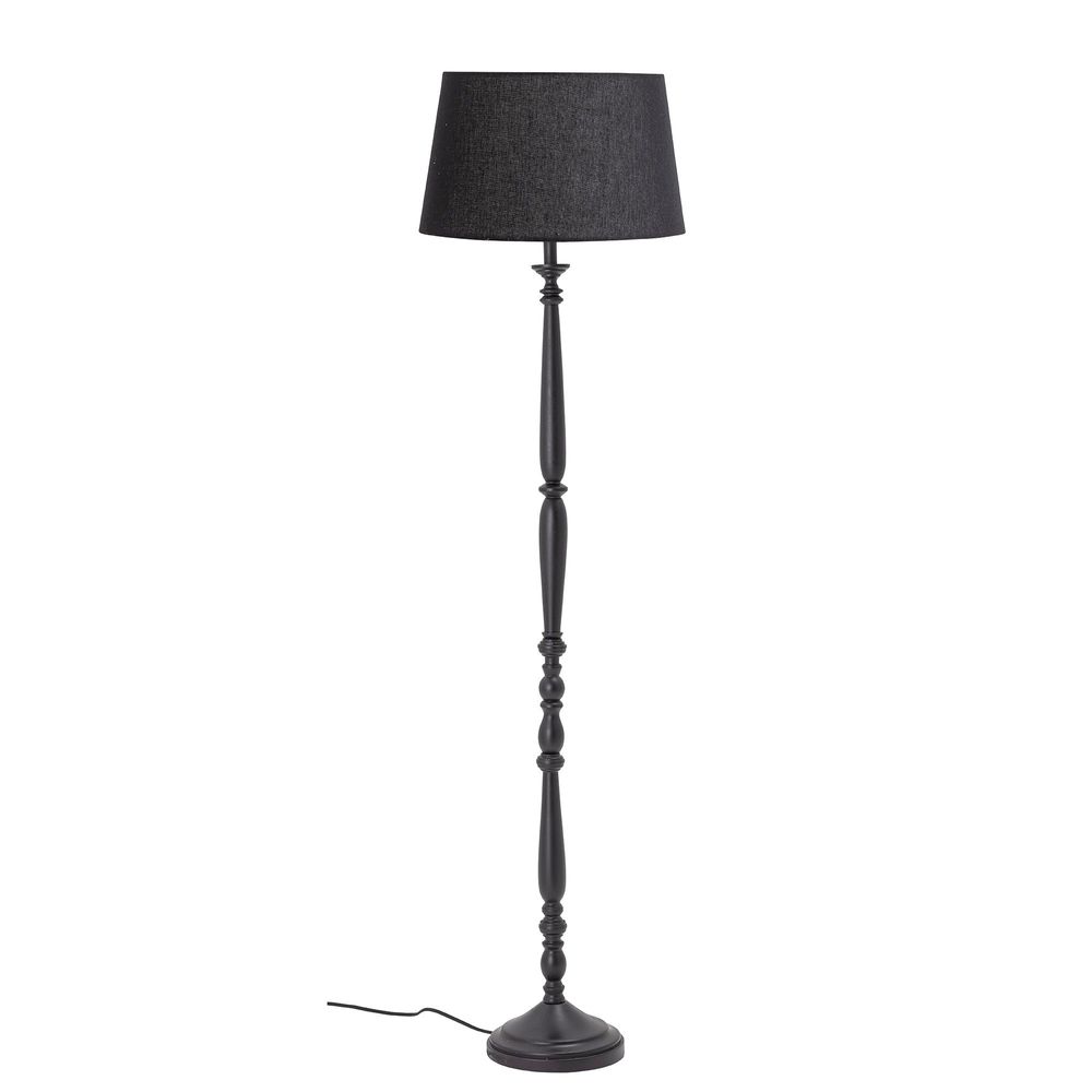 Lampadaires - Callie Lampadaire, Noir, Bois d'hévéa - BLOOMINGVILLE