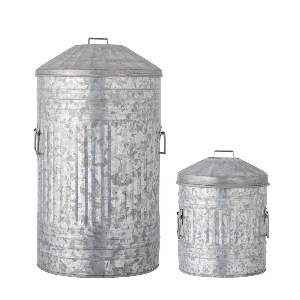 Brushes - Delina Bucket, Grey, Galvanized Metal Set of 2 - BLOOMINGVILLE MULTIBRAND HOUSE