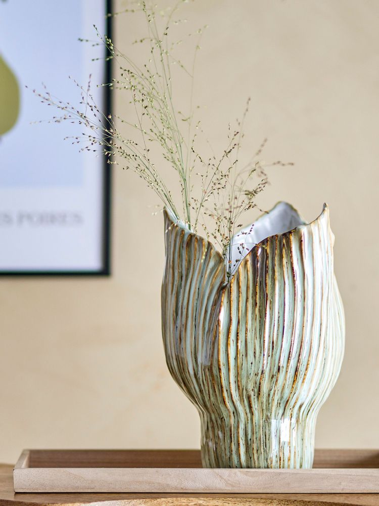 Vases - Mahira Vase, Verte, Grès  - BLOOMINGVILLE MULTIBRAND HOUSE