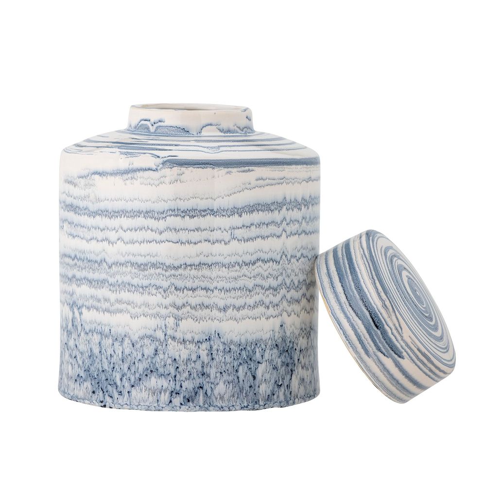 Food storage - Mahina Jar w/Lid, Blue, Stoneware - CREATIVE COLLECTION