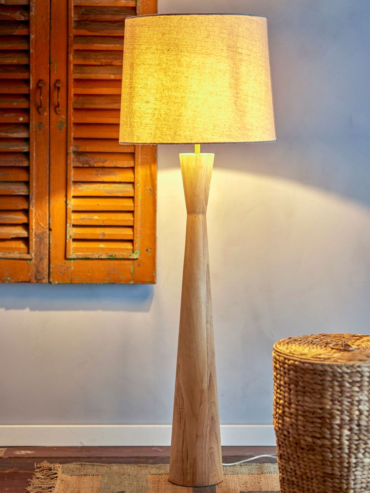 Lampadaires - Leonor Lampadaire, Nature, Bois d'hévéa - CREATIVE COLLECTION