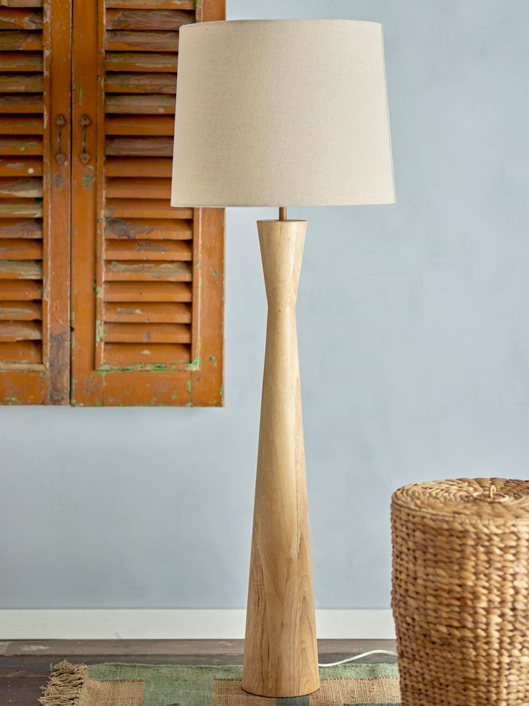 Lampadaires - Leonor Lampadaire, Nature, Bois d'hévéa - CREATIVE COLLECTION