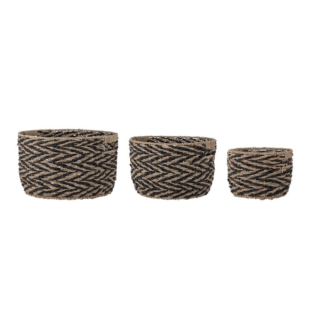 Paniers - Othilde Panier, Noir, Herbier marin Set of 3 - BLOOMINGVILLE MULTIBRAND HOUSE