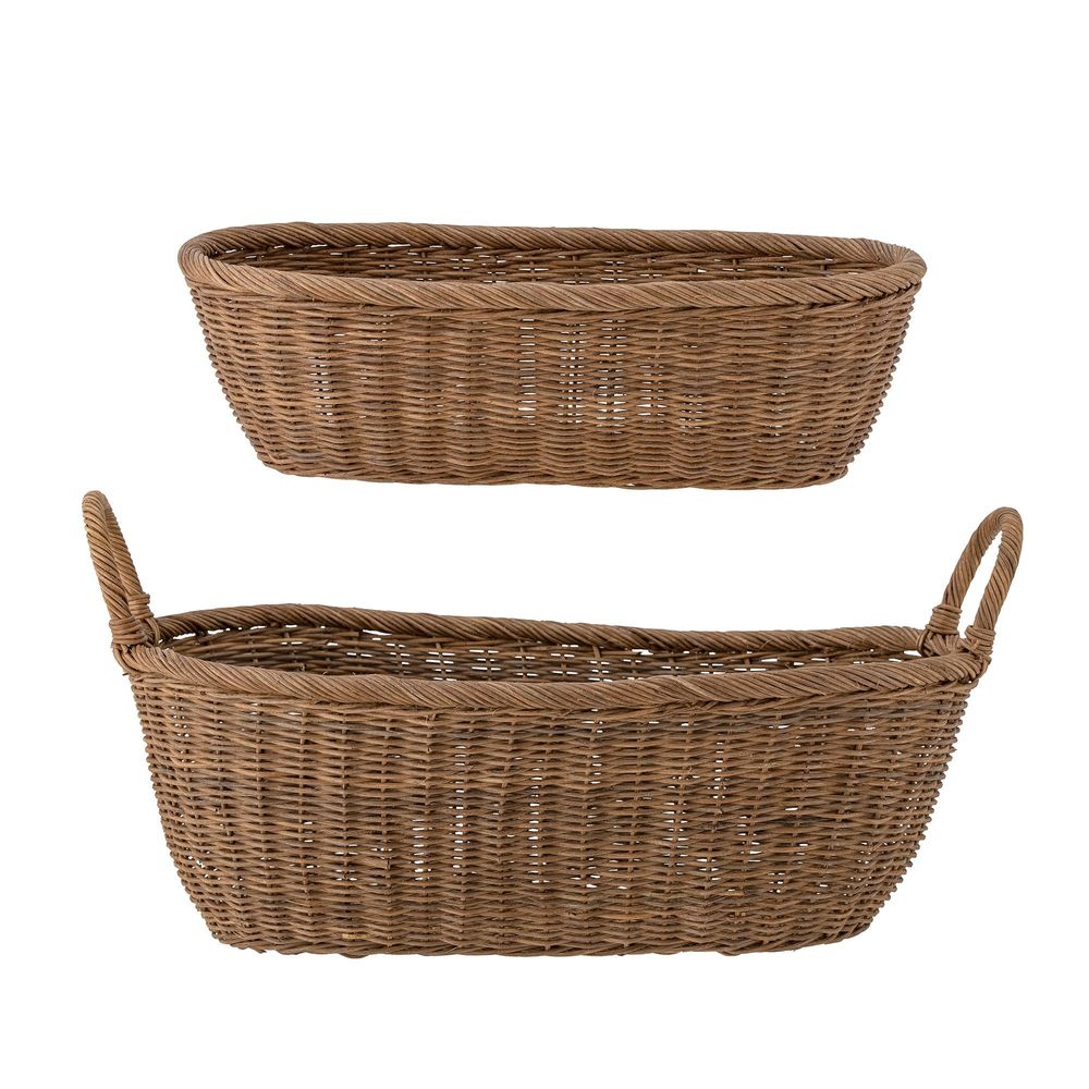 Shopping baskets - Selma Basket, Nature, Rattan Set of 2 - BLOOMINGVILLE MULTIBRAND HOUSE