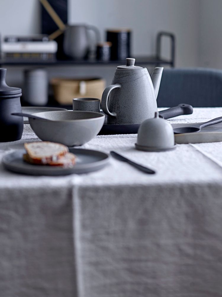 Everyday plates - Kendra Dinnerware Set, Grey, Stoneware Set of 4x3 Items - BLOOMINGVILLE MULTIBRAND HOUSE