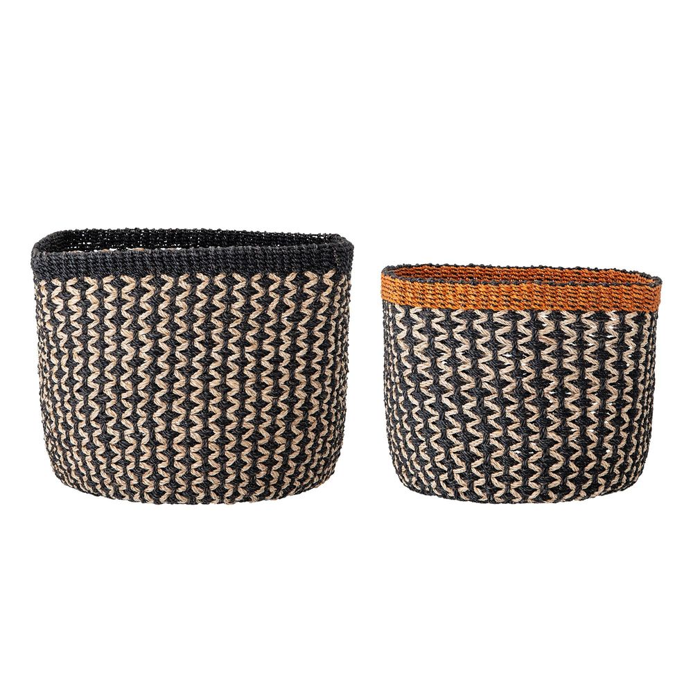 Paniers - Ova Panier, Noir, Abaca Set of 2 - BLOOMINGVILLE MULTIBRAND HOUSE