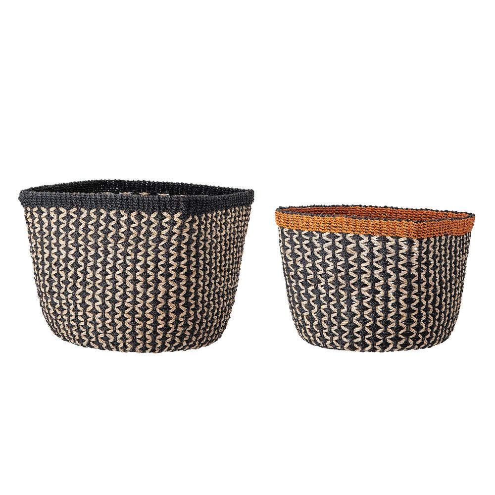 Paniers - Ova Panier, Noir, Abaca Set of 2 - BLOOMINGVILLE MULTIBRAND HOUSE