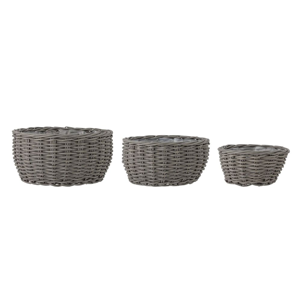 Pots de fleurs - Fioria Pot de fleurs, Gris, Polyrattan Set of 3 - BLOOMINGVILLE MULTIBRAND HOUSE