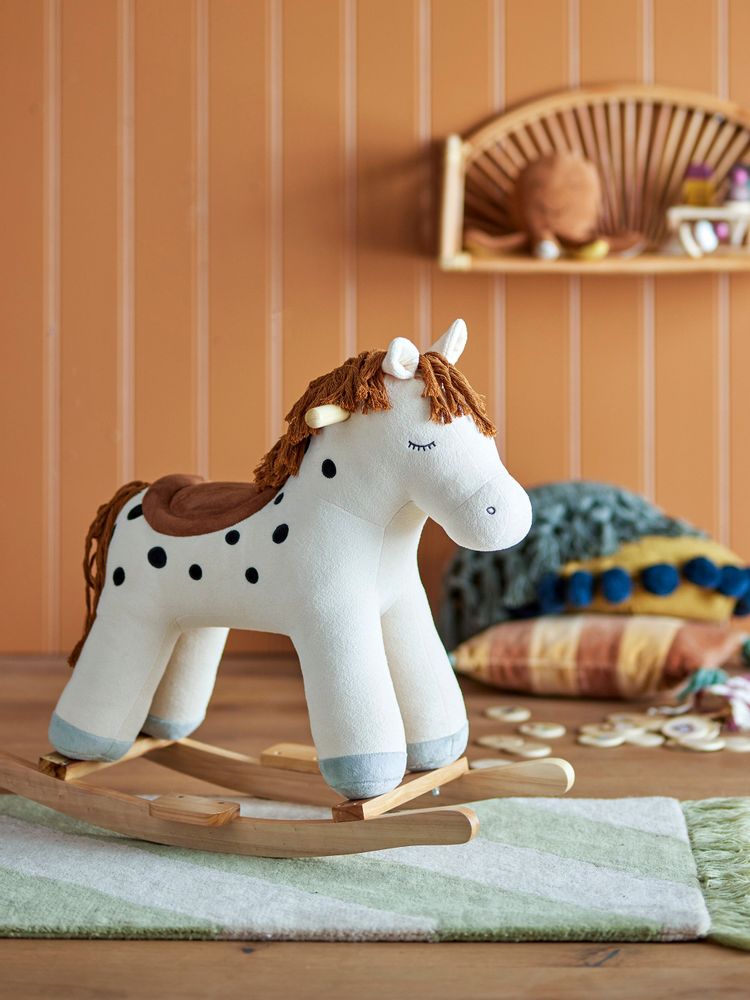 Jouets enfants - Merlen Jouet à Bascule, Cheval, Blanc, Polyester - BLOOMINGVILLE MINI