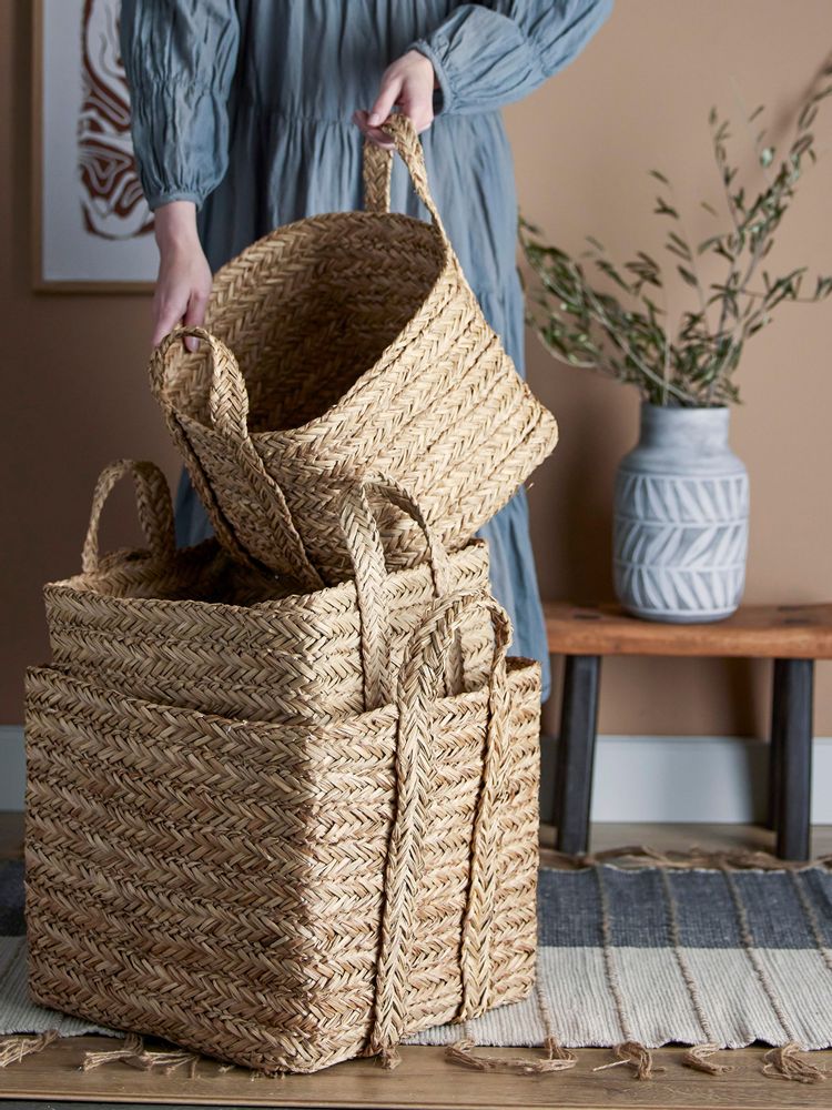 Shopping baskets - Kayes Basket, Nature, Seagrass Set of 3 - BLOOMINGVILLE MULTIBRAND HOUSE