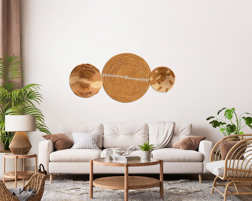Other wall decoration - Set of 3 earth tone woven bowl - MAISON SUKU