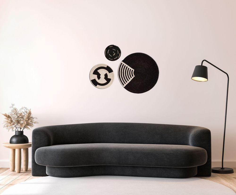 Other wall decoration - Set of 3 black and white woven bowl - MAISON SUKU
