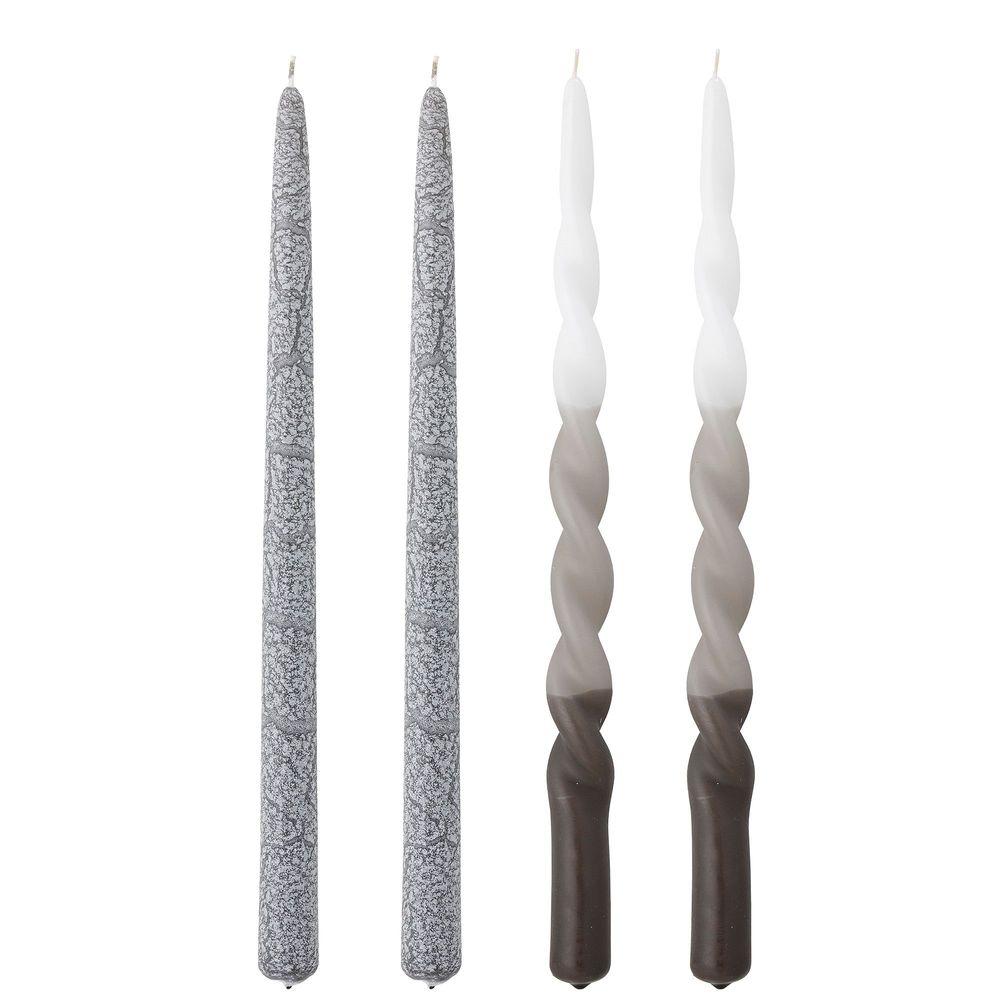 Candles - Frost Candle, Grey, Parafin Pack of 4 - BLOOMINGVILLE MULTIBRAND HOUSE