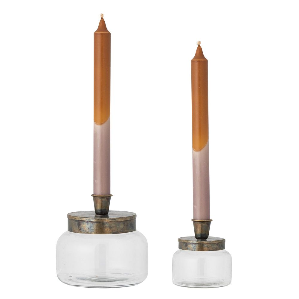 Bougeoirs et photophores - Jaquelin Bougeoir, Brass, Verre Set of 2 - BLOOMINGVILLE MULTIBRAND HOUSE