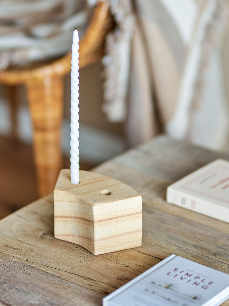 Candlesticks and candle holders - Florida Candle Holder, Nature, Sandstone  - BLOOMINGVILLE MULTIBRAND HOUSE