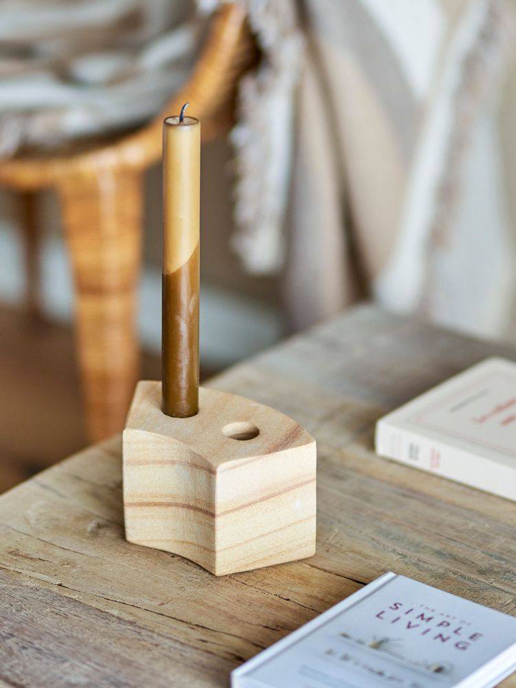 Candlesticks and candle holders - Florida Candle Holder, Nature, Sandstone  - BLOOMINGVILLE MULTIBRAND HOUSE