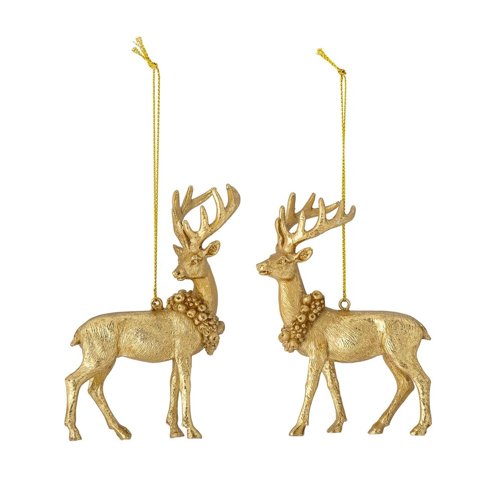 Christmas garlands and baubles - Elijah Ornament, Gold, Resin Set of 2 - BLOOMINGVILLE MULTIBRAND HOUSE