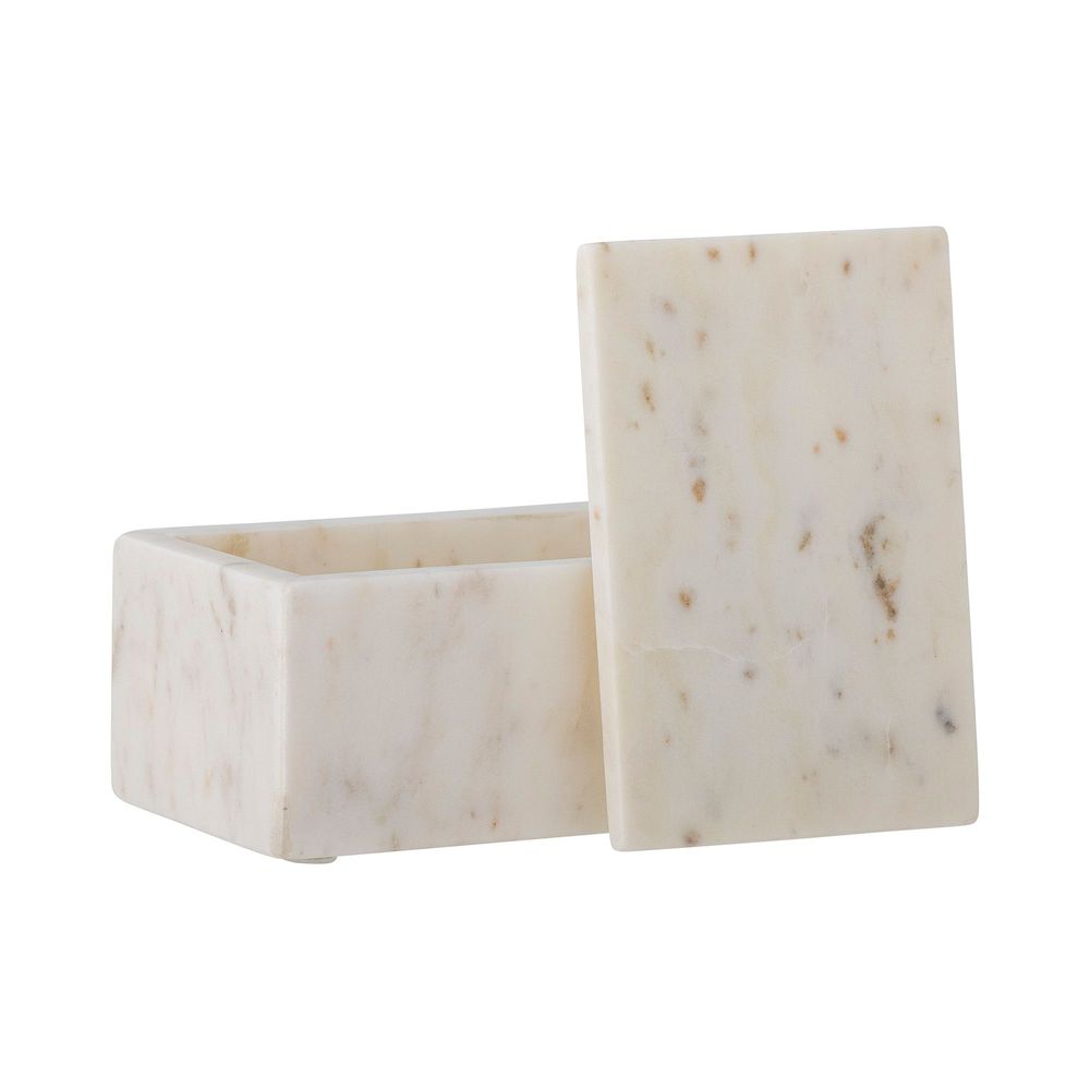Boîtes de rangement - Hasel Boîte avec couvercle, Blanc, Marbre - BLOOMINGVILLE MULTIBRAND HOUSE