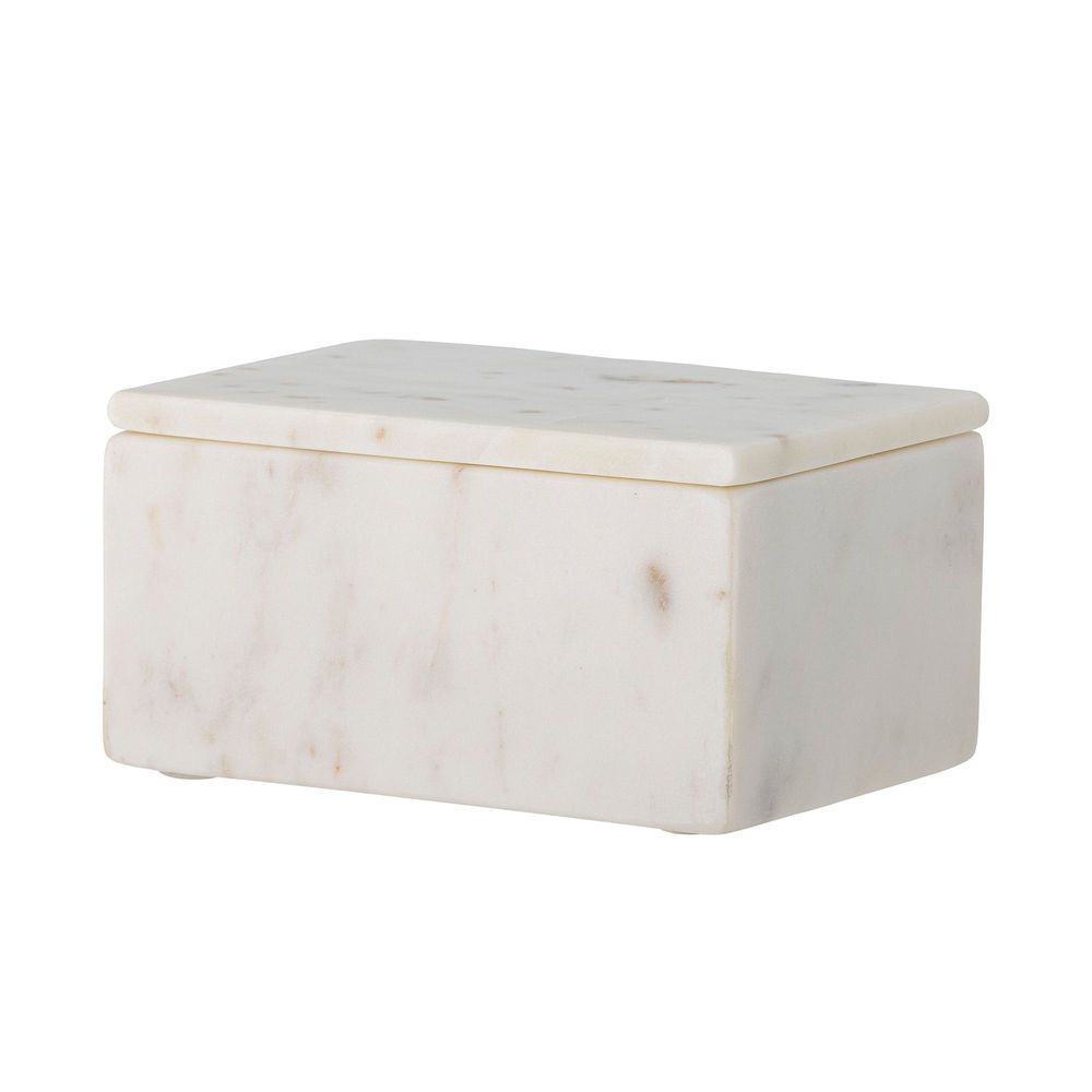 Boîtes de rangement - Hasel Boîte avec couvercle, Blanc, Marbre - BLOOMINGVILLE MULTIBRAND HOUSE