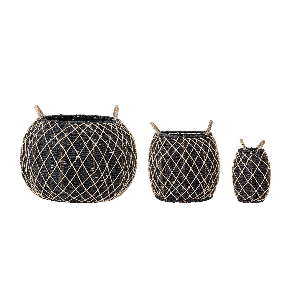 Paniers - Karia Panier, Noir, Herbier marin Set of 3 - CREATIVE COLLECTION