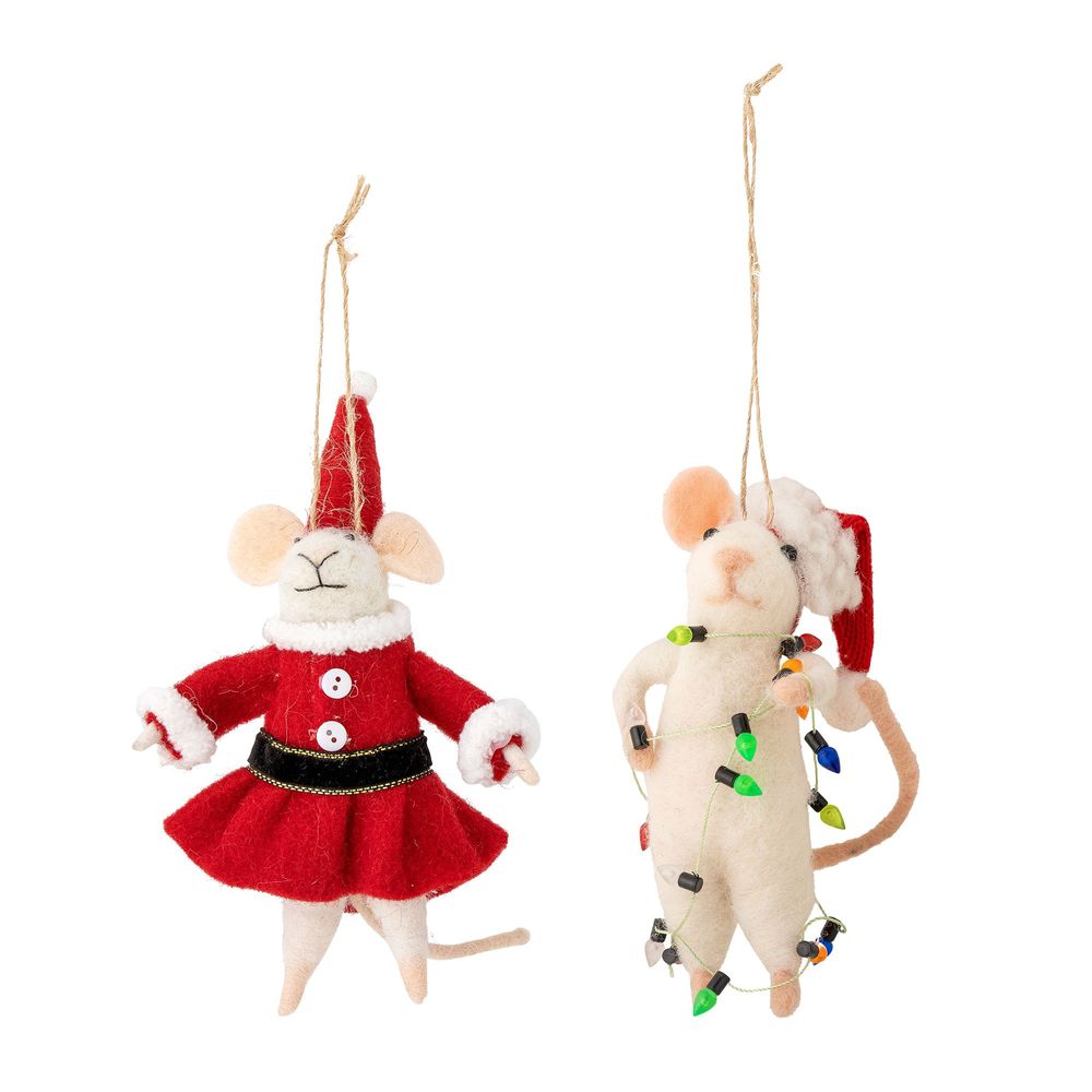 Guirlandes et boules de Noël - Peo Bibelot, Blanc, Laine Set of 2 - BLOOMINGVILLE MULTIBRAND HOUSE