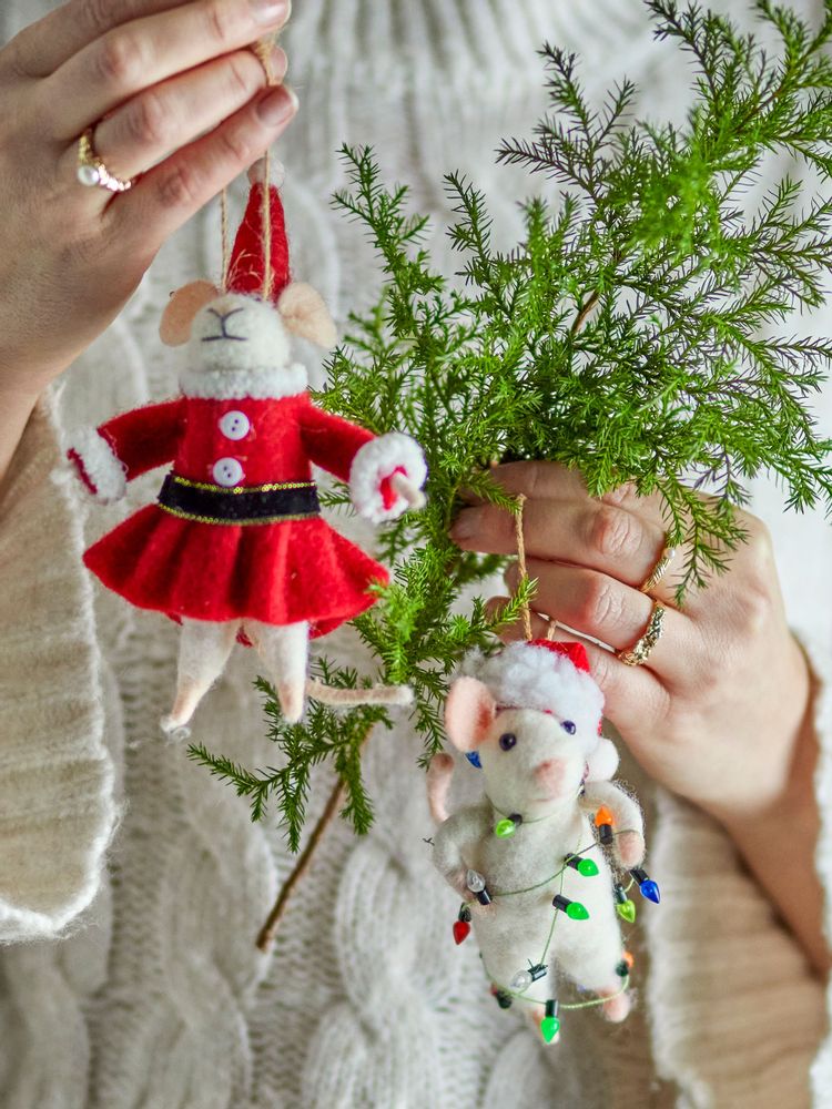 Guirlandes et boules de Noël - Peo Bibelot, Blanc, Laine Set of 2 - BLOOMINGVILLE MULTIBRAND HOUSE
